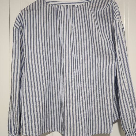 Blouse Blue And White Lightweight Women's Medium  a.n.a Brand - Picture 8 of 8
